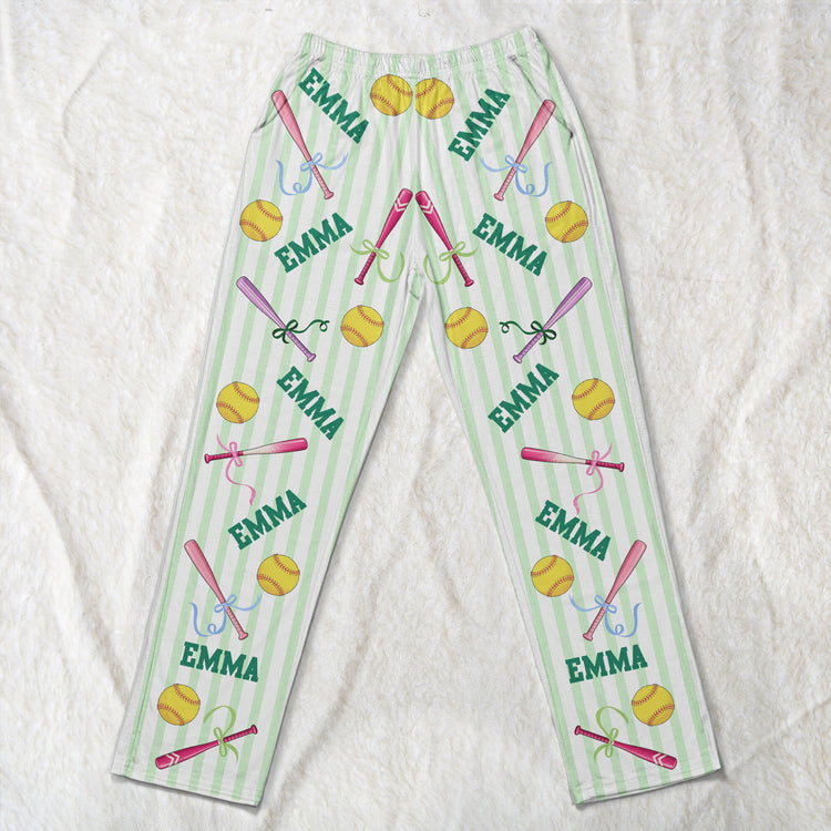 Custom Name Gift For Softball Lovers, Softbal Player, Softball Girls - Personalized Lounge Pants 5