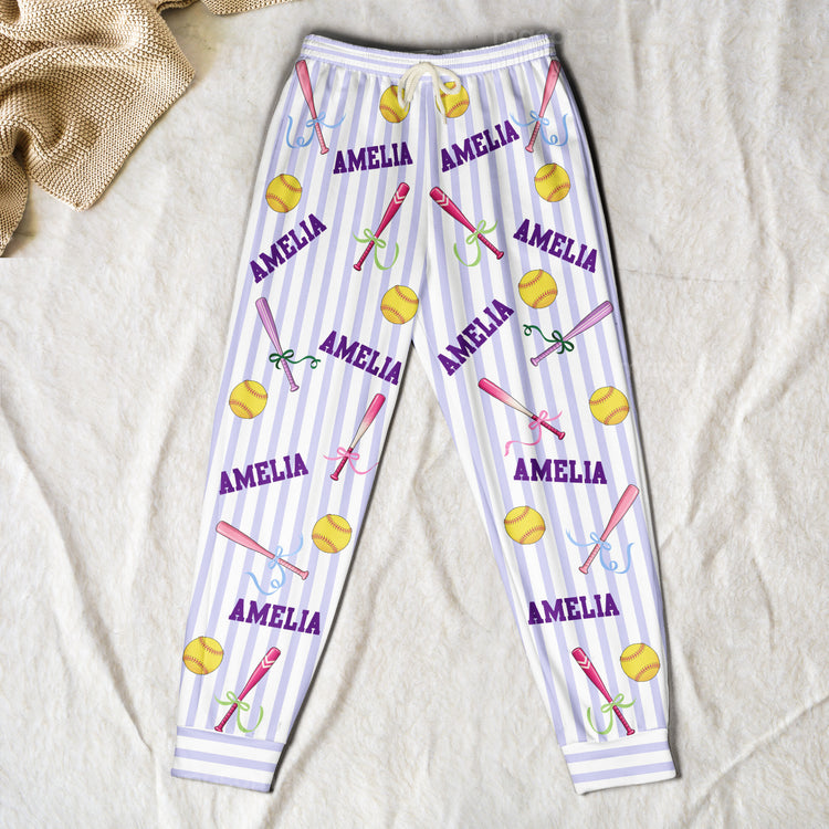 Custom Name Gift For Softball Lovers, Softbal Player, Softball Girls - Personalized Lounge Pants 6