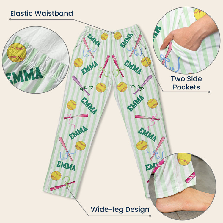 Custom Name Gift For Softball Lovers, Softbal Player, Softball Girls - Personalized Lounge Pants 8