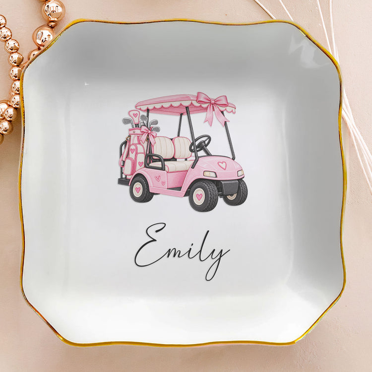 Custom Name Golf Lovers Coquette Golf Girl Gifts For Coach, Golf Club, For Her - Personalized Jewelry Dish 3