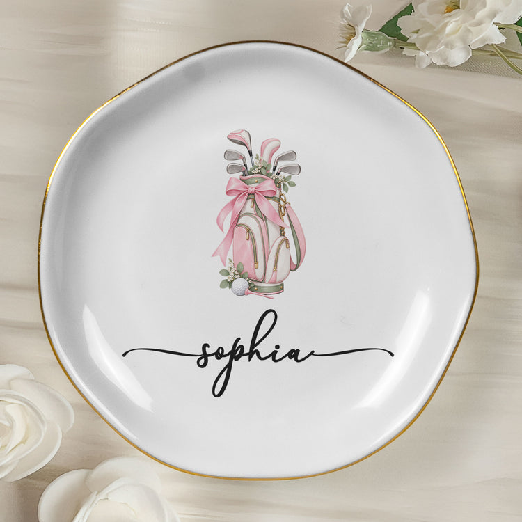 Custom Name Golf Lovers Coquette Golf Girl Gifts For Coach, Golf Club, For Her - Personalized Jewelry Dish 7