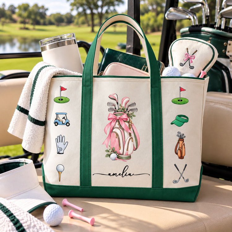 Custom Name Golf Lovers Coquette Golf Girl Gifts For Coach, Golf Club, For Her - Personalized Tote Bag 1