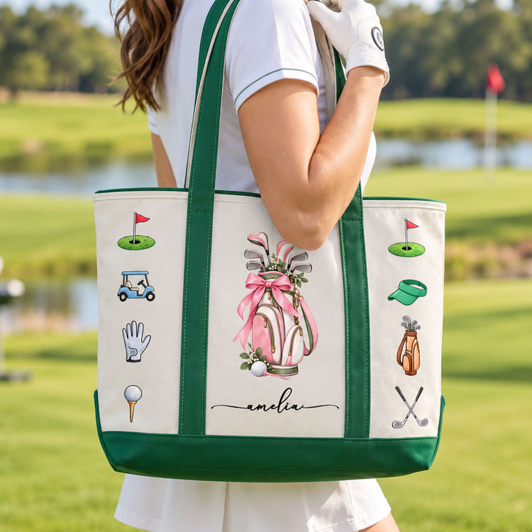 Custom Name Golf Lovers Coquette Golf Girl Gifts For Coach, Golf Club, For Her - Personalized Tote Bag 2