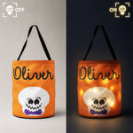 Custom Name Halloween Candy Basket For Kids With Glow Light - Personalized Halloween Basket 4