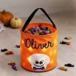 Custom Name Halloween Candy Basket For Kids With Glow Light - Personalized Halloween Basket 6
