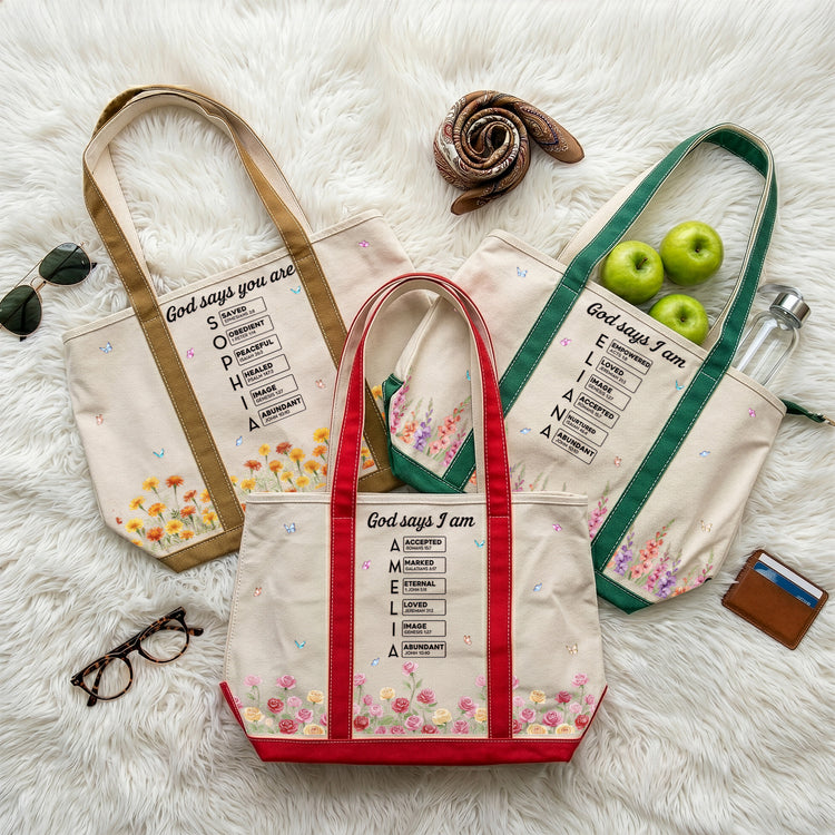 Custom Name In Bible Verse & Birth Flower New Version - Personalized Tote Bag 4