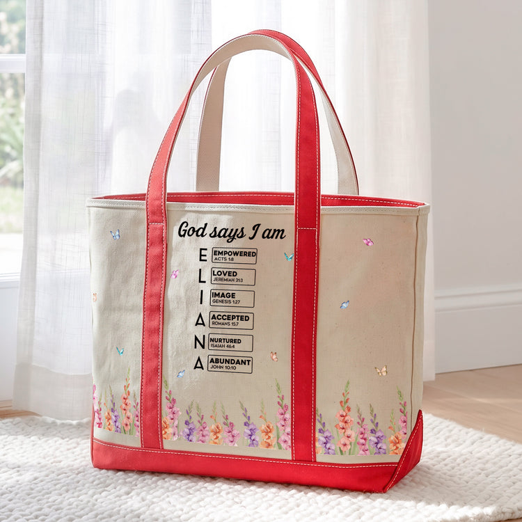 Custom Name In Bible Verse & Birth Flower New Version - Personalized Tote Bag 6