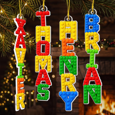 Custom Name In Lego Puzzle - For Kids, Lego Lovers - Personalized Ornament