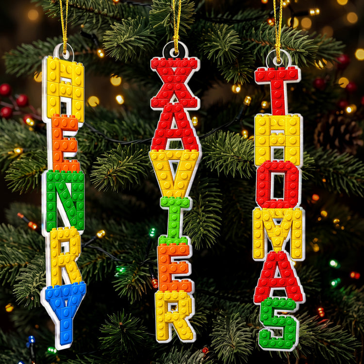 Custom Name In Lego Puzzle - For Kids, Lego Lovers - Personalized Ornament 2