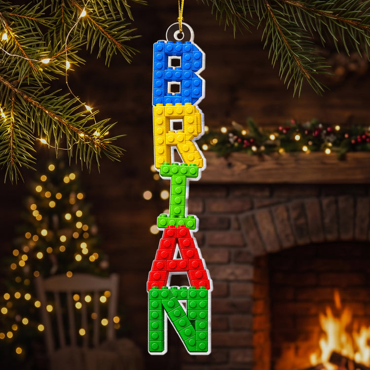 Custom Name In Lego Puzzle - For Kids, Lego Lovers - Personalized Ornament 4