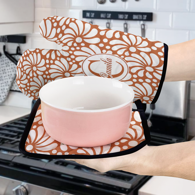Custom Name Monogram Mexican Talavera Pattern Gifts For Abuelas Mamas Tias - Personalized Oven Mitts 4
