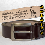 Custom Name Naughty Couple Funny Gift For Husband - Personalized Leather Belt 1