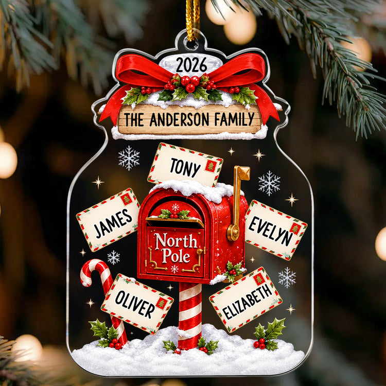 Custom Name North Pole Christmas Acrylic Ornament - Personalized Ornament 1