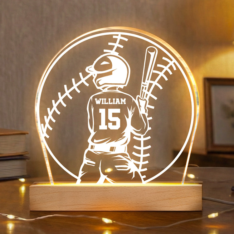 Custom Name, Number Gift For Baseball Players- Personalized Night Light 1