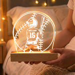 Custom Name, Number Gift For Baseball Players- Personalized Night Light 2