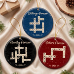 Custom Name Scrabble-Style Family Forever - Personalized Ornament 1
