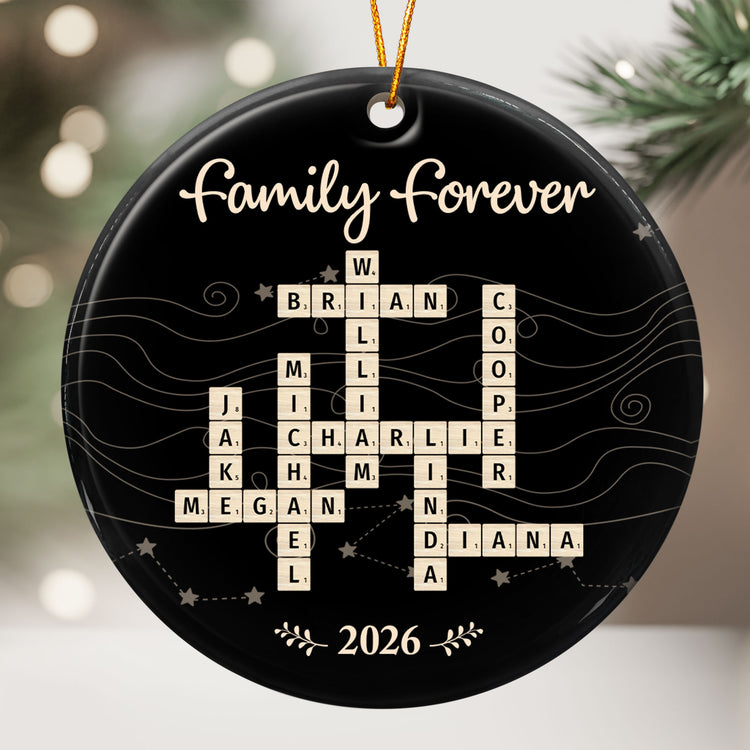 Custom Name Scrabble-Style Family Forever - Personalized Ornament 2