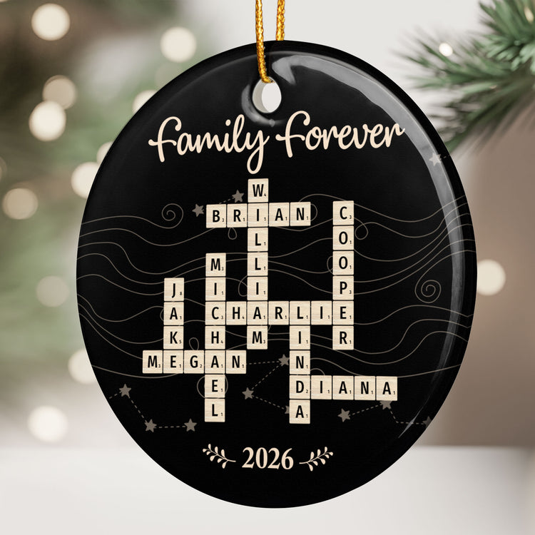 Custom Name Scrabble-Style Family Forever - Personalized Ornament 3