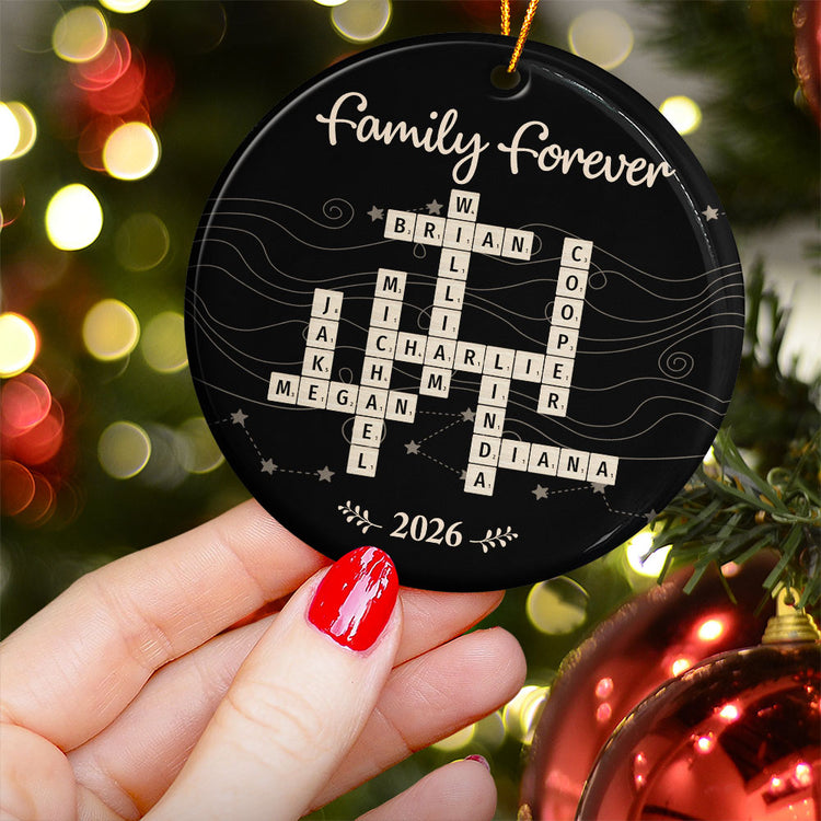 Custom Name Scrabble-Style Family Forever - Personalized Ornament 4