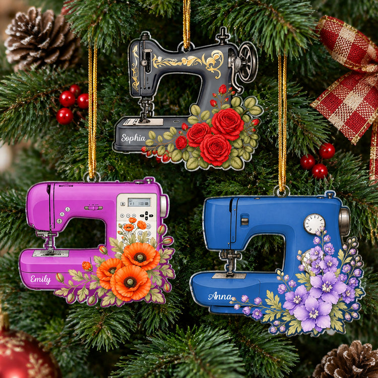 Custom Name, Sewing Machine Christmas Gift For Sewing Lover, Tailor - Personalized Ornament 1