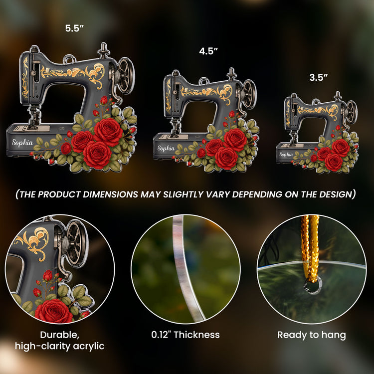 Custom Name, Sewing Machine Christmas Gift For Sewing Lover, Tailor - Personalized Ornament 7