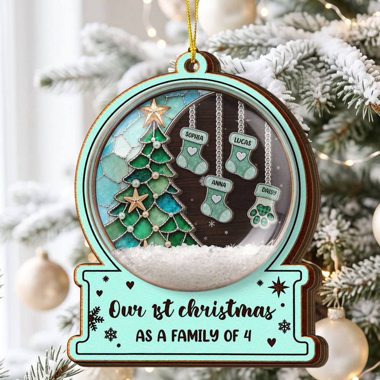 Custom Name Stocking Snow Globe Ornament Christmas Together 2026, Holiday Family Gift - Personalized Ornament 1