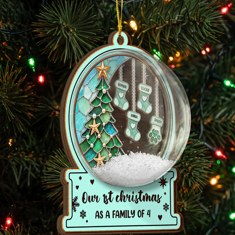 Custom Name Stocking Snow Globe Ornament Christmas Together 2026, Holiday Family Gift - Personalized Ornament 2