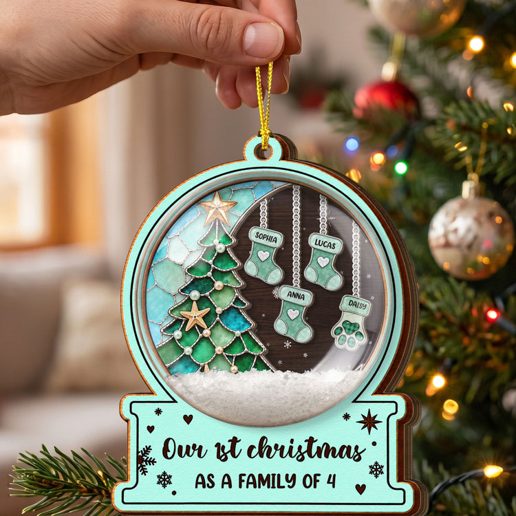Custom Name Stocking Snow Globe Ornament Christmas Together 2026, Holiday Family Gift - Personalized Ornament 3