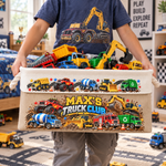 Custom Name Toddler Construction Truck Excavator Vehicle Toy - Personalized Storage Basket 1