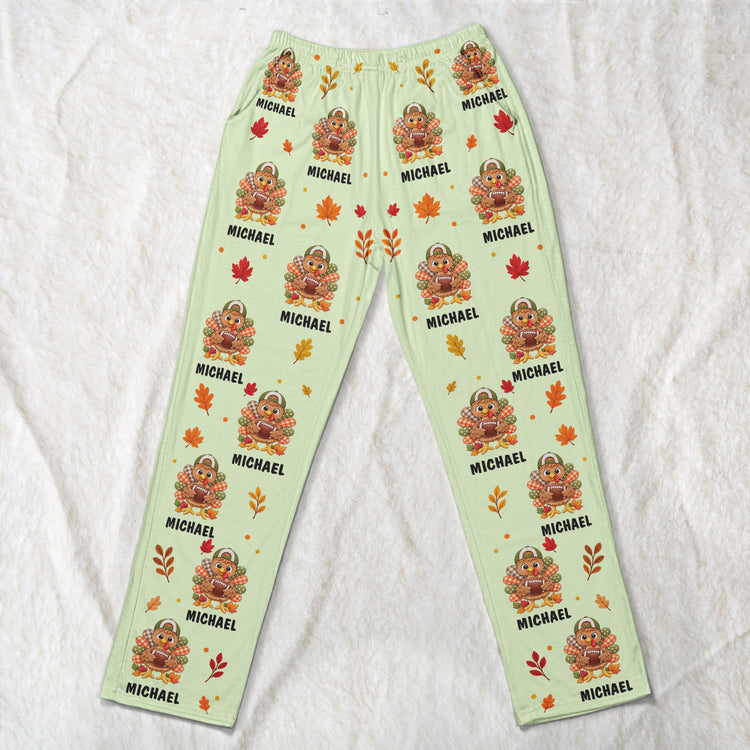 Custom Name, Turkey, Thankgiving Matching Pants - Personalized Lounge Pants 3