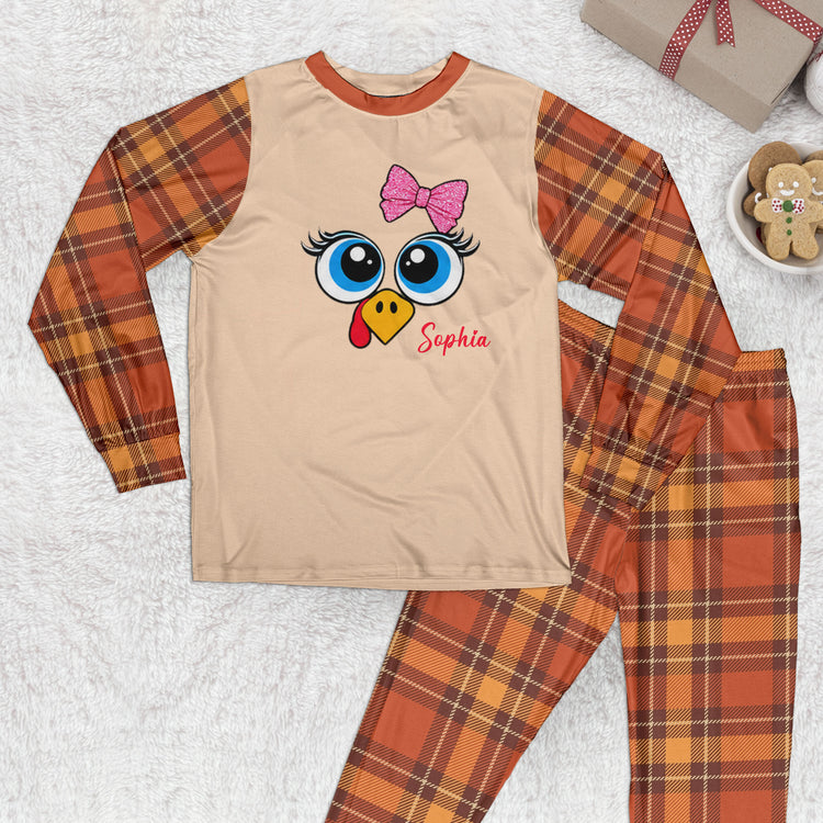 Custom Name, Turkey Thanksgiving Pattern Gift For Family, Matching Pajama - Personalized Pyjamas 2