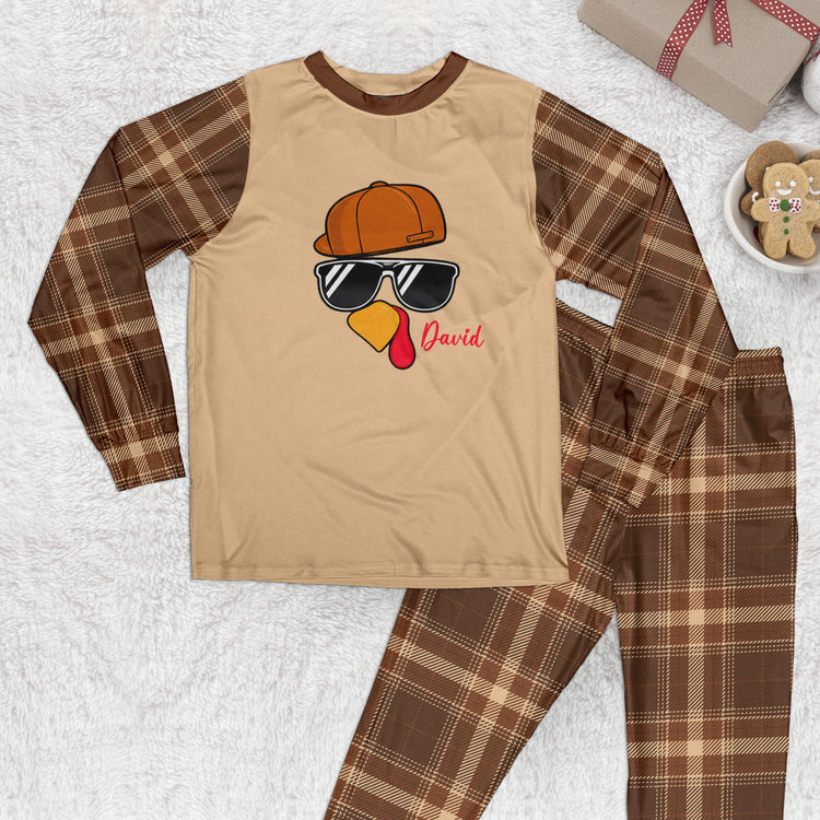 Custom Name, Turkey Thanksgiving Pattern Gift For Family, Matching Pajama - Personalized Pyjamas 3