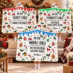 Custom Name Who Makes The Rules For Siblings, Kids, Family Members - Personalized Blanket Hoodie 1