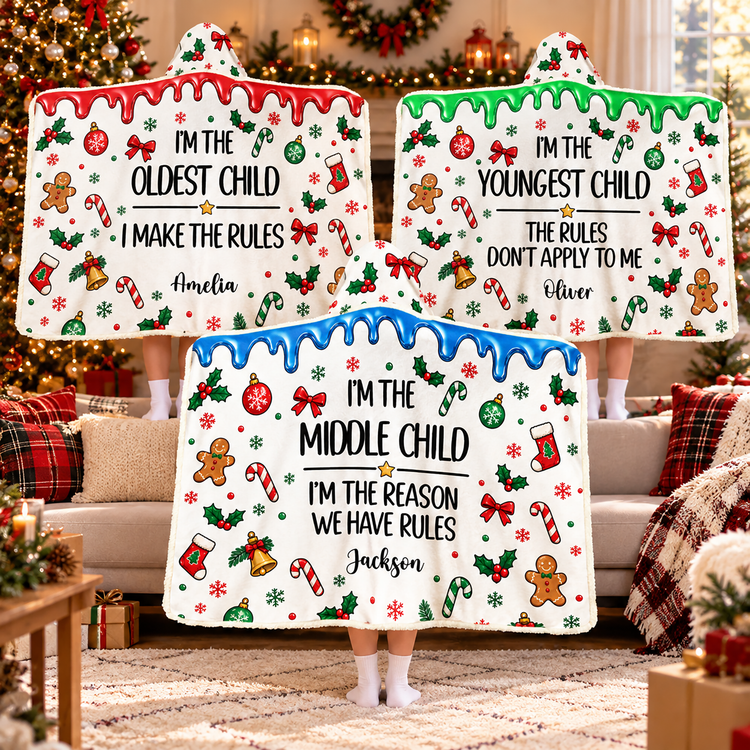Custom Name Who Makes The Rules For Siblings, Kids, Family Members - Personalized Blanket Hoodie 1