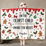 Custom Name Who Makes The Rules For Siblings, Kids, Family Members - Personalized Blanket Hoodie 2