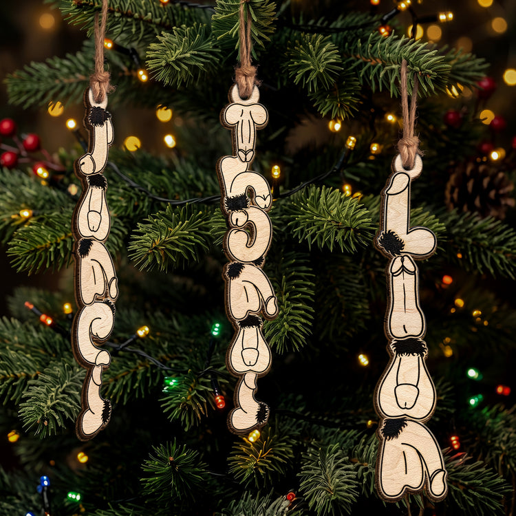 Custom Name With Naughty Gag Gifts, White Elephant Party - Personalized Ornament 2