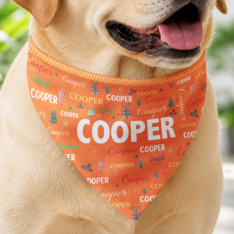 Custom Name Word Christmas Theme - Personalized Bandana Collar 8