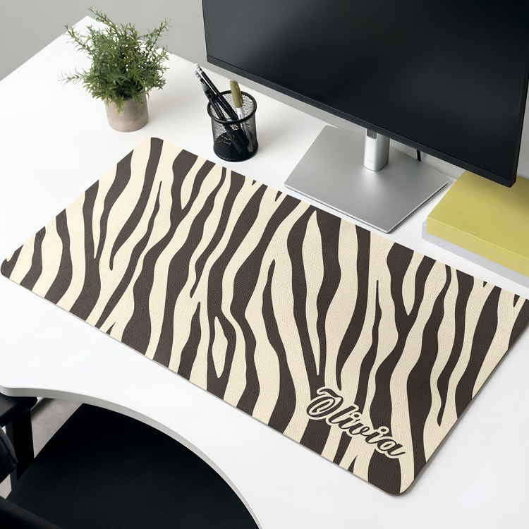 Custom Name Zebra Pattern Gifts For Her - Personalized Desk Mat 2