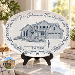 Custom New House Sketch Art New Home Gifts Christmas Gifts For Family, Couple - Personalized Platter 1