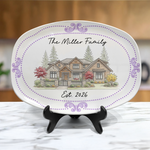 Custom New House Watercolor Art New Home Gifts Christmas Gifts For Family, Couple - Personalized Platter 3