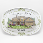 Custom New House Watercolor Art New Home Gifts Christmas Gifts For Family, Couple - Personalized Platter 4