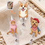 Custom Pet Cartoon Art For Pet Lovers - Personalized Acrylic Badge Reel 1