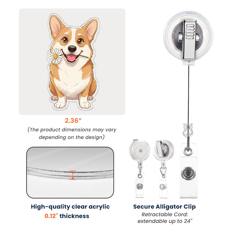 Custom Pet Cartoon Art For Pet Lovers - Personalized Acrylic Badge Reel 6