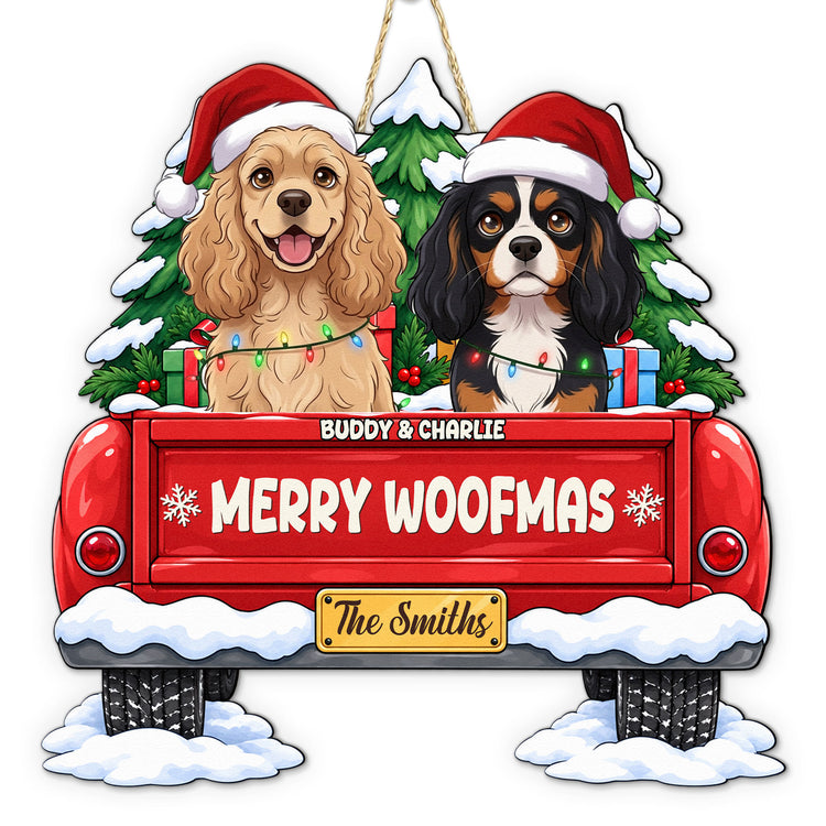 Custom Pet Cartoon Merry Christmas Welcome - Personalized Wood Sign 4