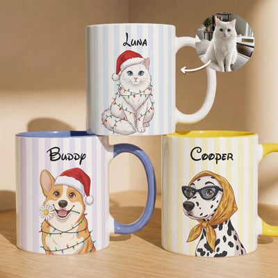 Custom Pet Cartoon Portrait Mug Pet Lover Gift - Personalized Mug