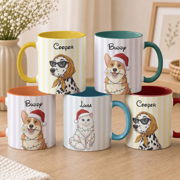 Custom Pet Cartoon Portrait Mug Pet Lover Gift - Personalized Mug 2