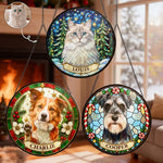 Custom Pet Christmas Decor Stained Glass Art - Personalized Window Hanging Suncatcher 1