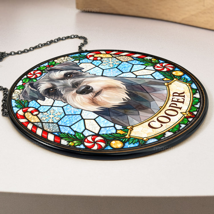 Custom Pet Christmas Decor Stained Glass Art - Personalized Window Hanging Suncatcher 4