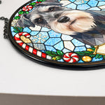 Custom Pet Christmas Decor Stained Glass Art - Personalized Window Hanging Suncatcher 5