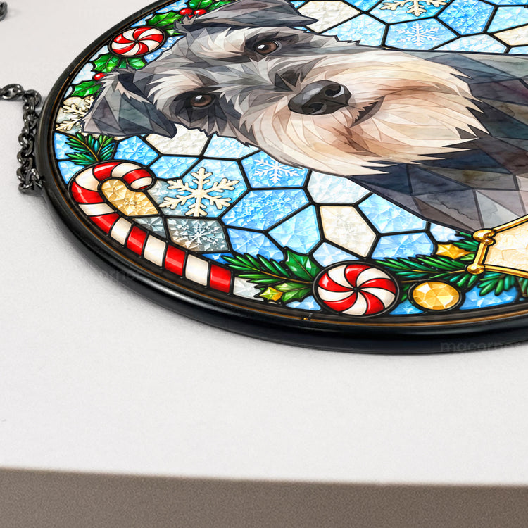 Custom Pet Christmas Decor Stained Glass Art - Personalized Window Hanging Suncatcher 5